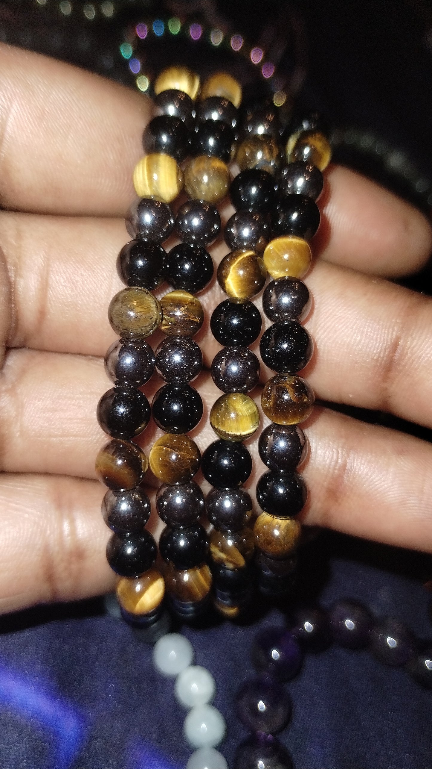 Tiger Eye, Obsidian, Hematite Bracelet 6mm