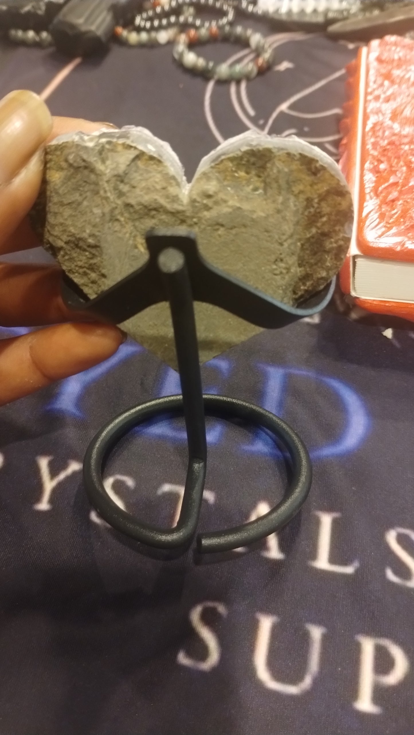 Raw Amethyst Heart w/ Stand