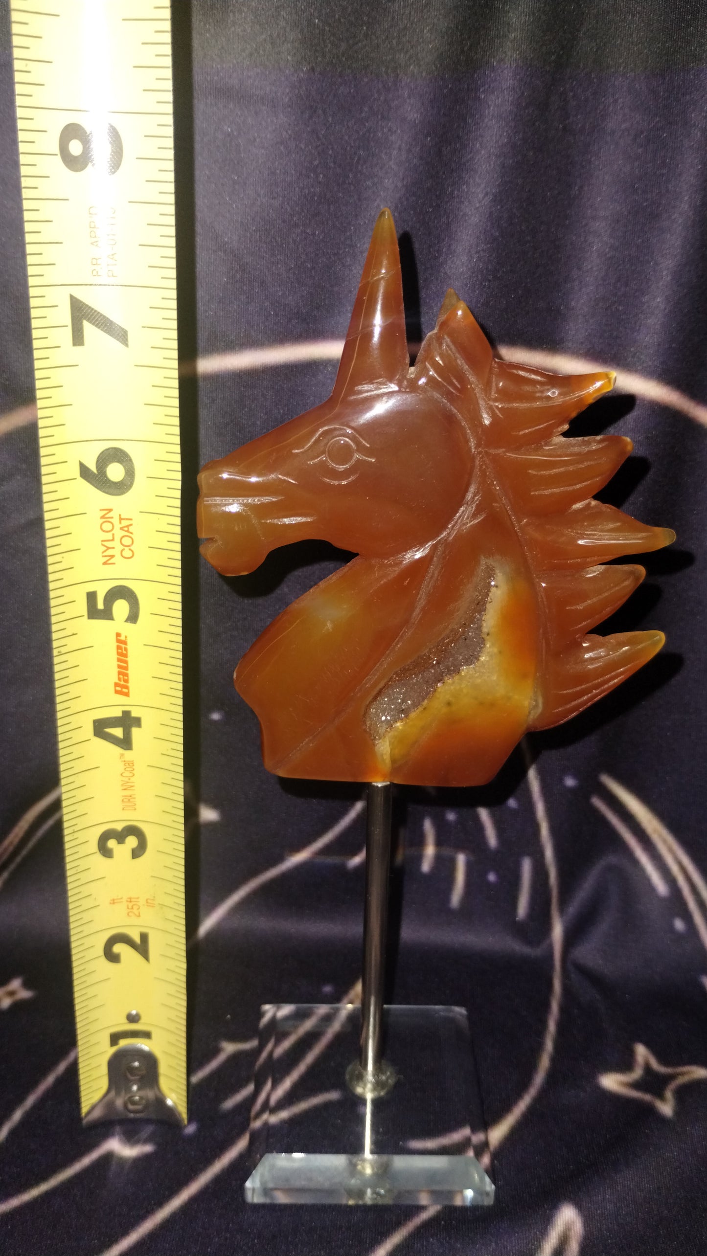 Carnelian Unicorn with Glass stand