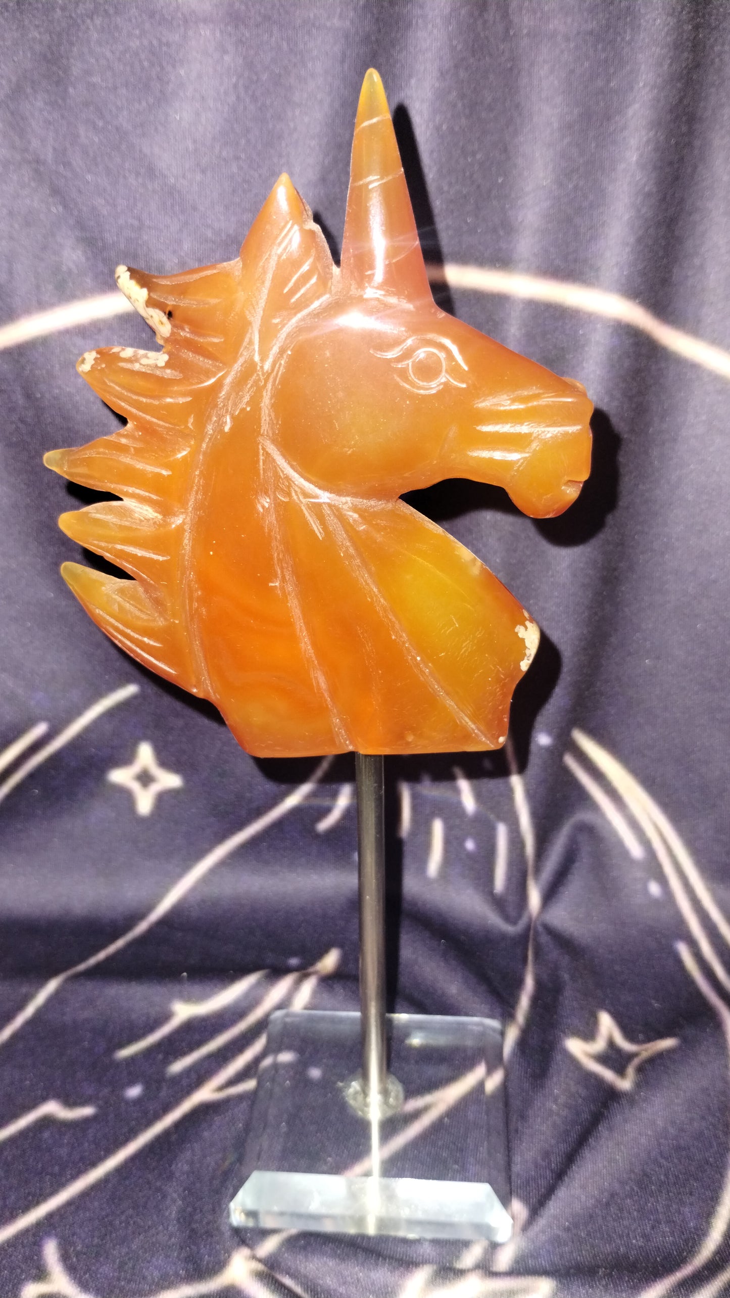 Carnelian Unicorn with Glass stand