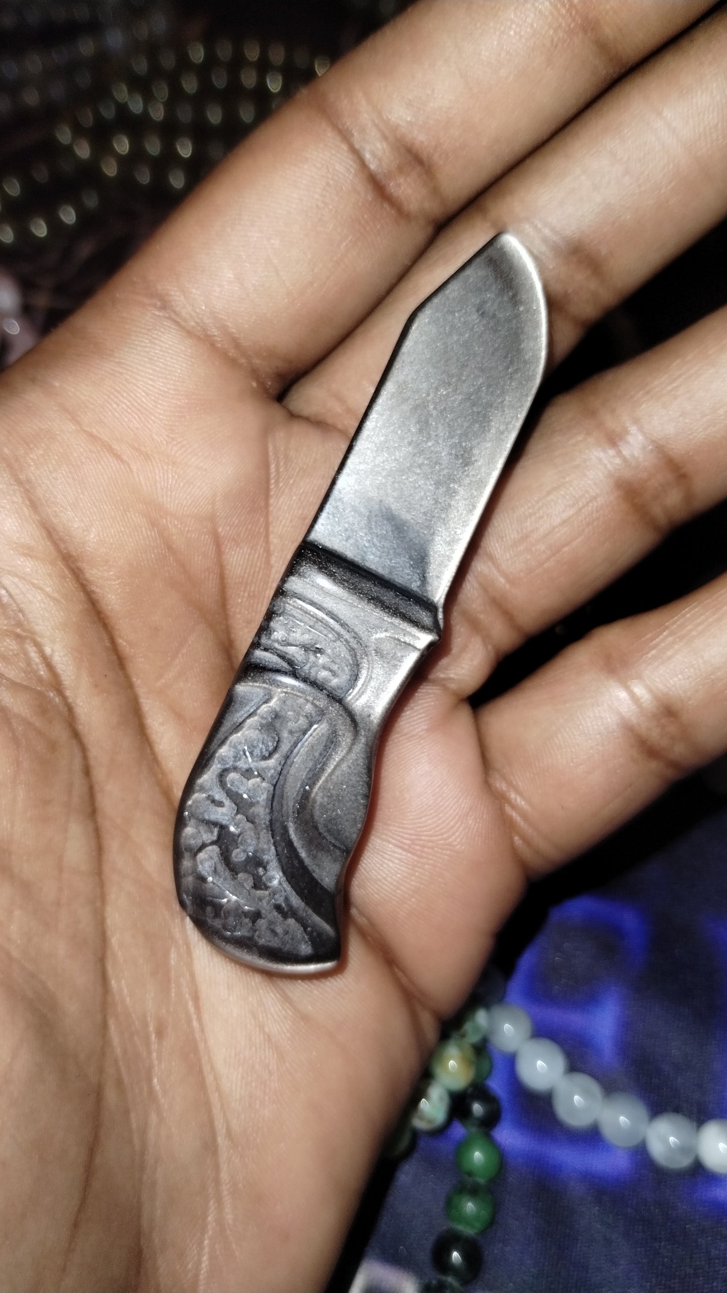 Silver Obsidian knife