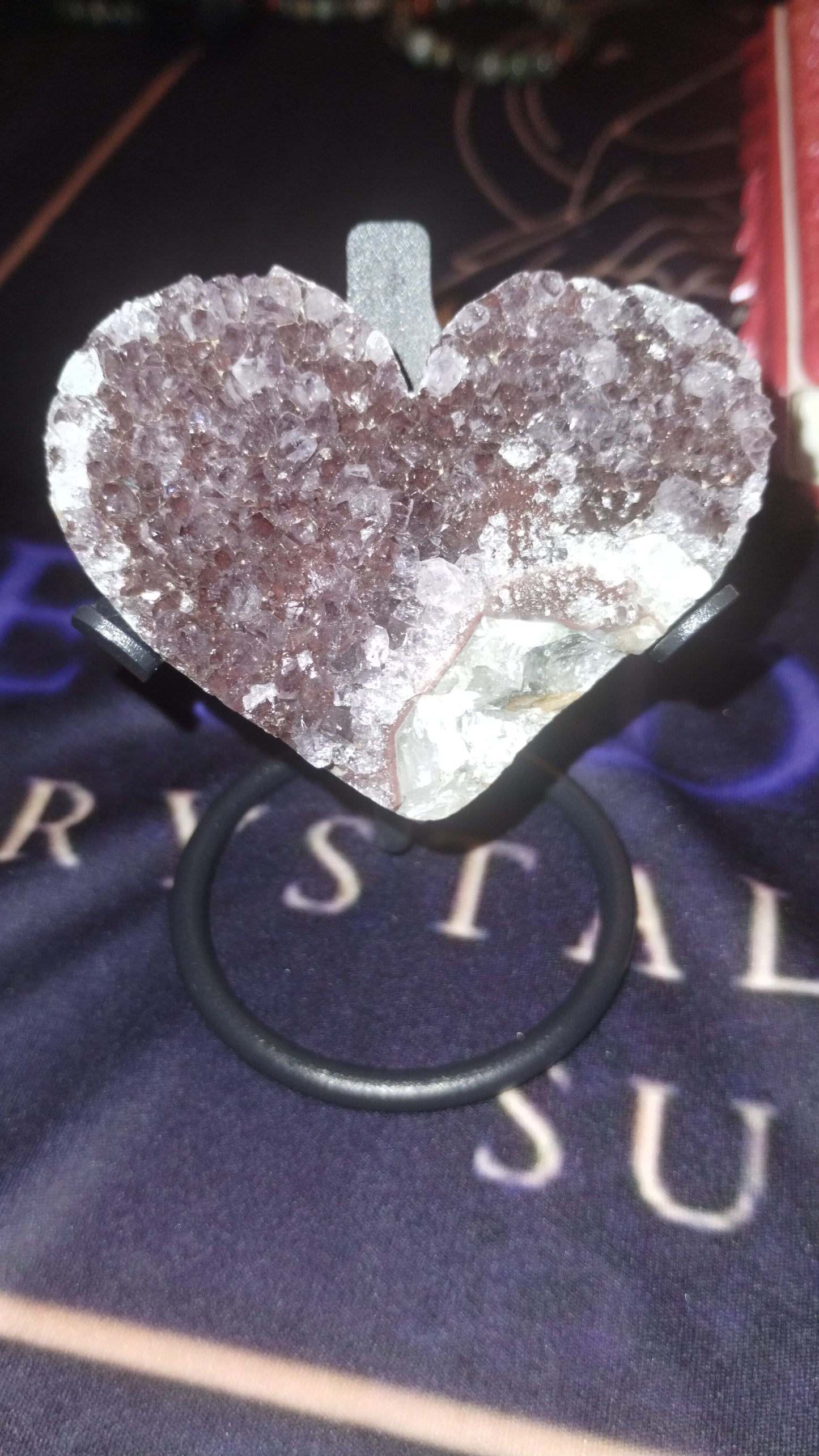 Raw Amethyst Heart w/ Stand