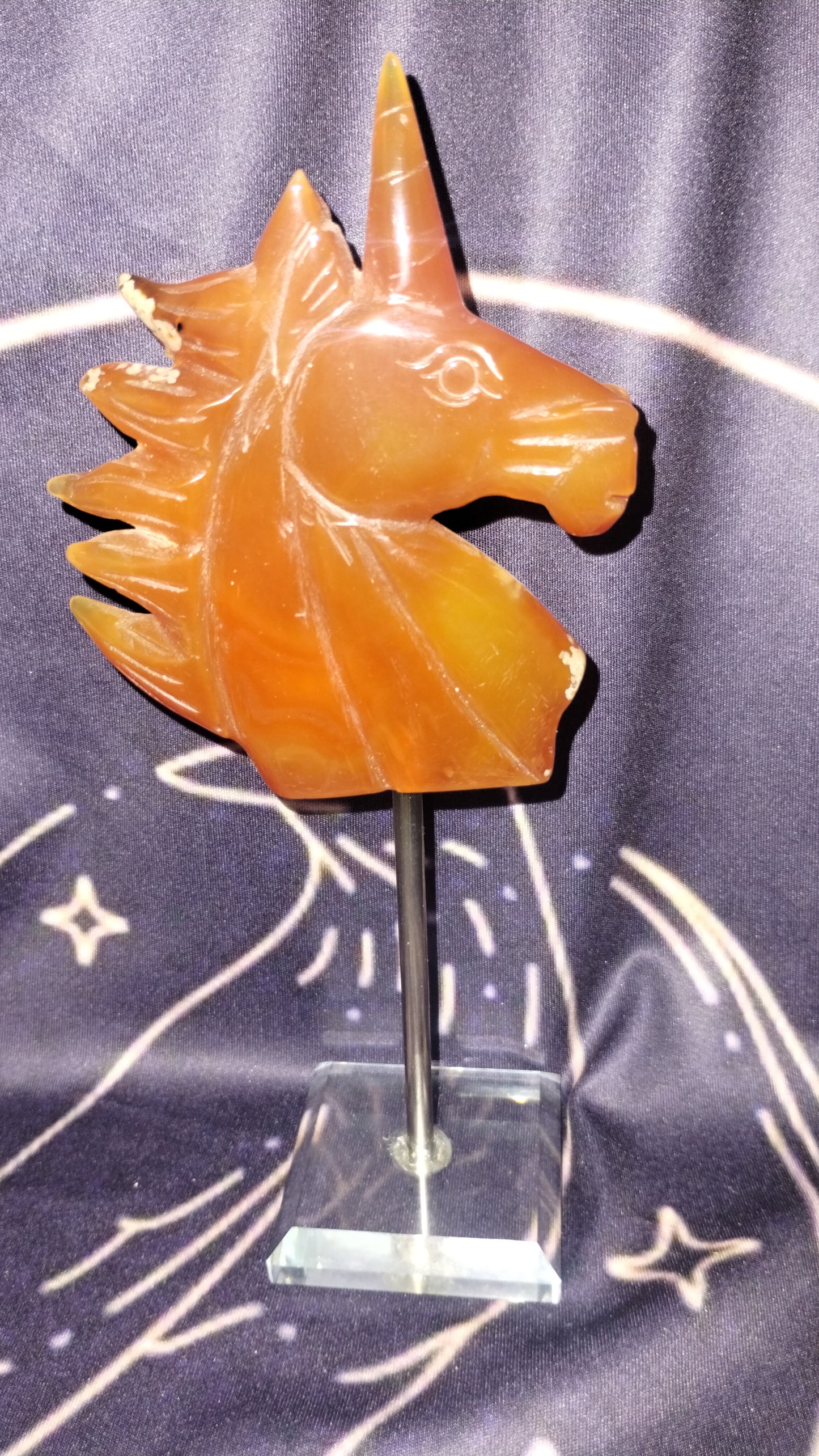 Carnelian Unicorn with Glass stand