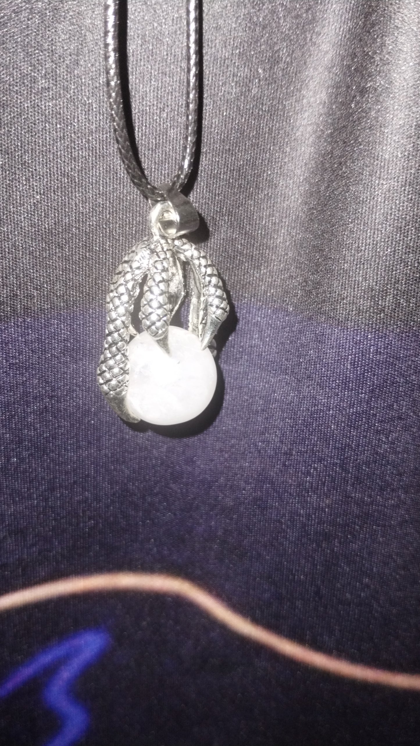 Clear Quartz Dragon Claw Pendant w/ rope necklace
