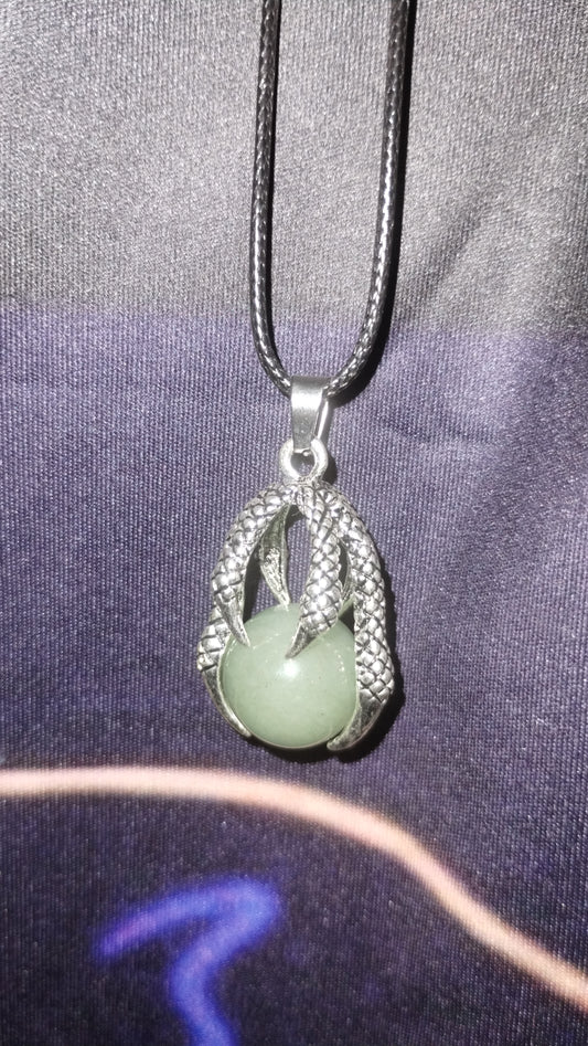 Green Aventurine dragon claw pendant W/ rope neclace