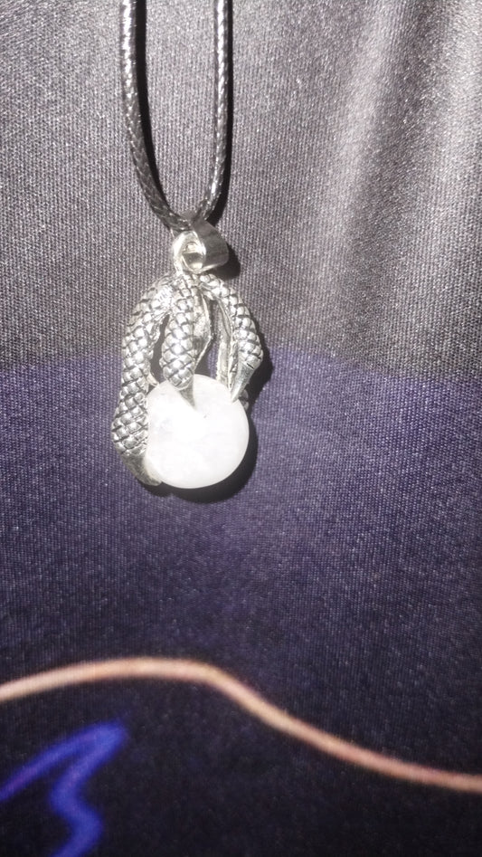 Clear Quartz Dragon Claw Pendant w/ rope necklace